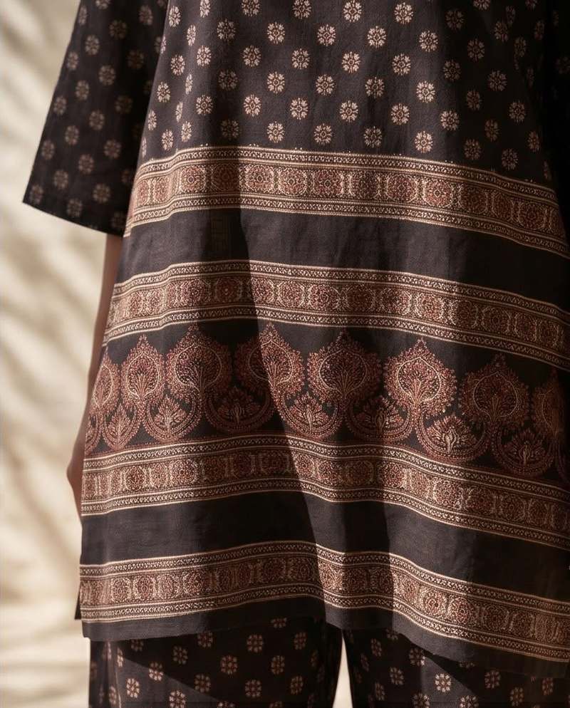 Hand block printed fabric detail