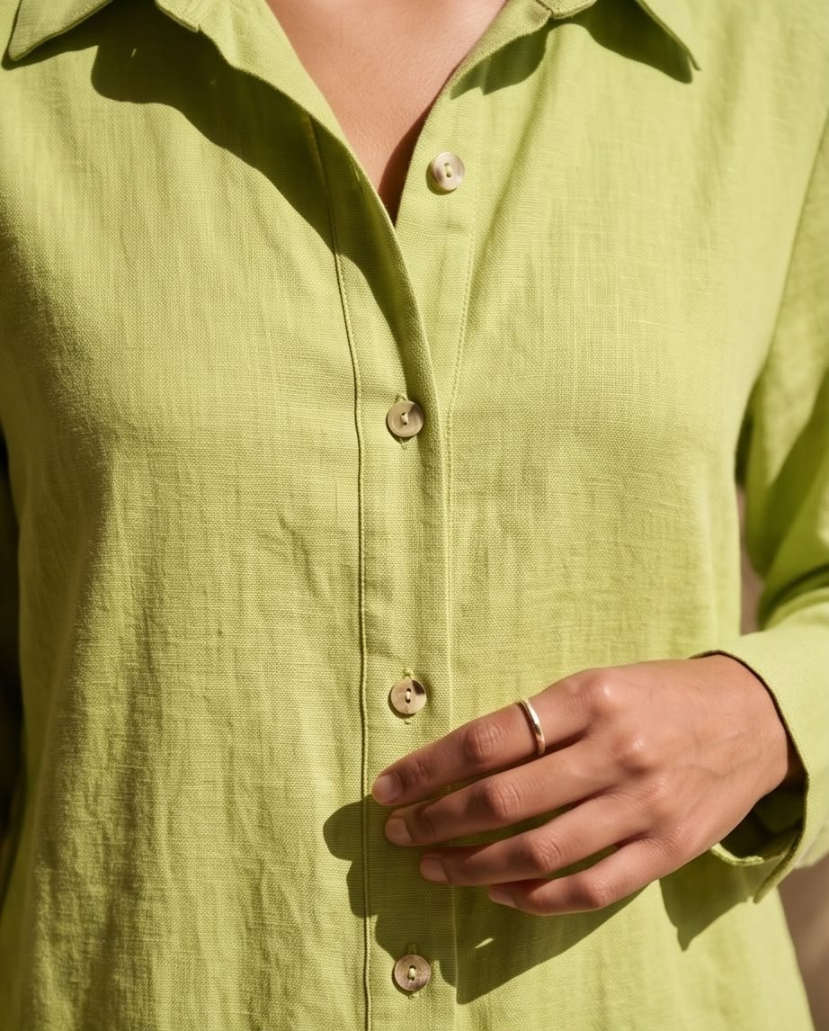 Linen co-ord set in Avocado Geen