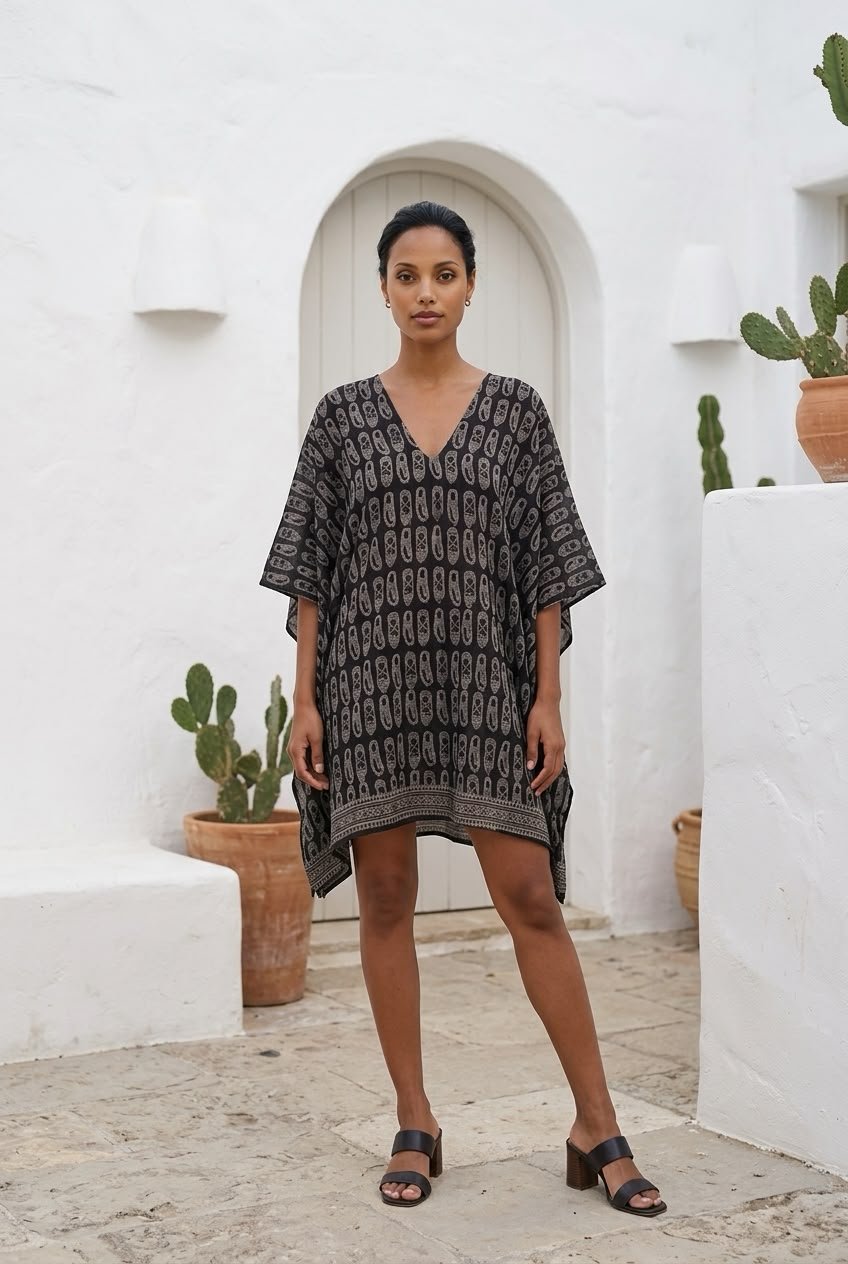Block Printed Kaftan Dress