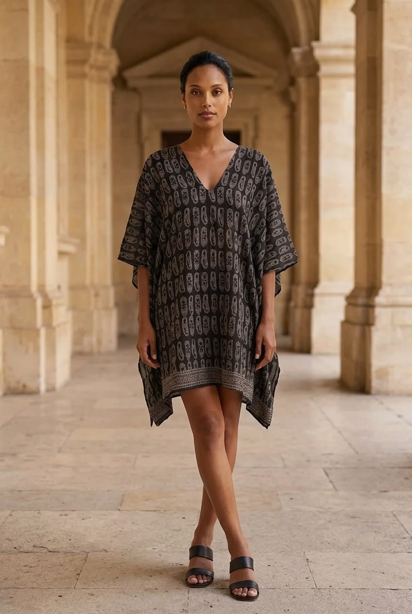 Block Printed Kaftan Dress